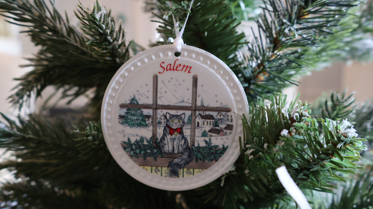 Salem Cat in Window Ornament