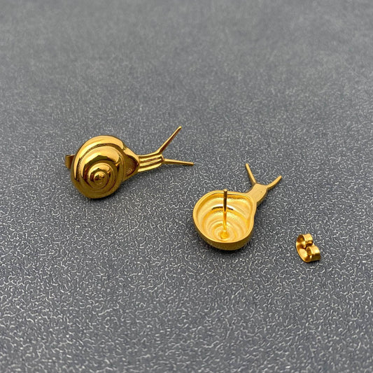 18K Gold Plated Stainless Steel Snail Stud Earrings