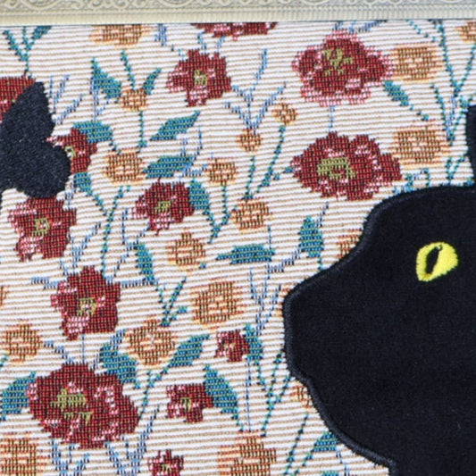 Black Cat Floral Kisslock Bag