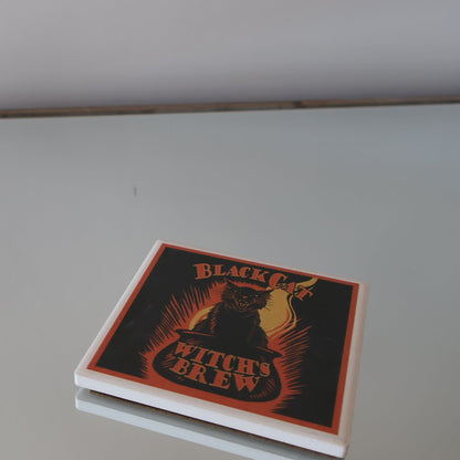 Coaster Blk Cat/Witch Brew