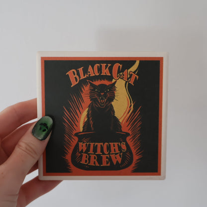 Coaster Blk Cat/Witch Brew