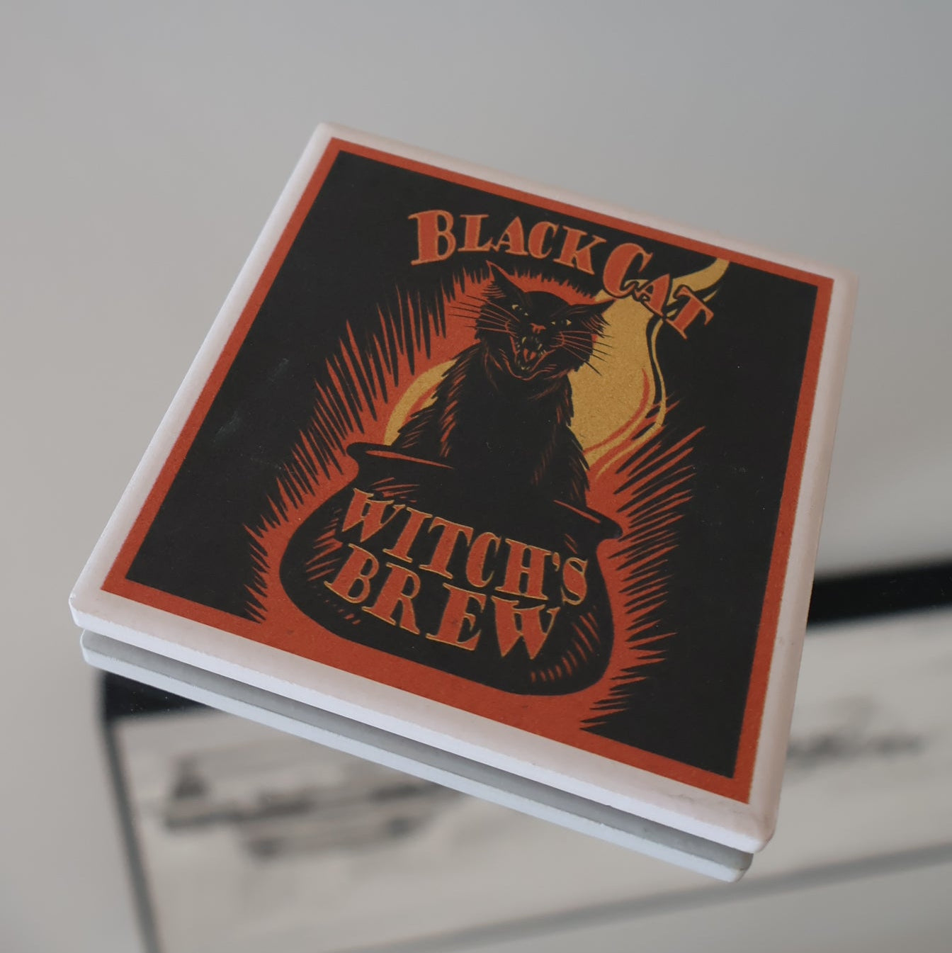 Coaster Blk Cat/Witch Brew