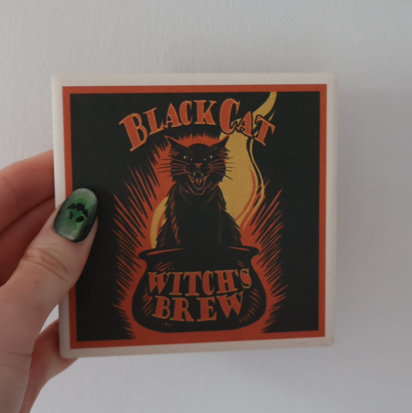 Coaster Blk Cat/Witch Brew