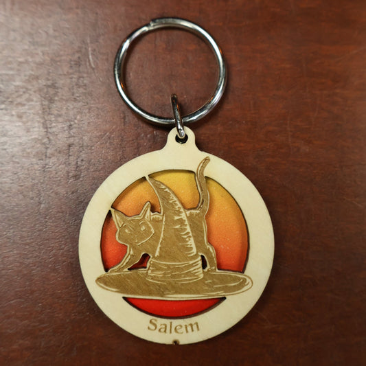 Wooden Cat Keychain
