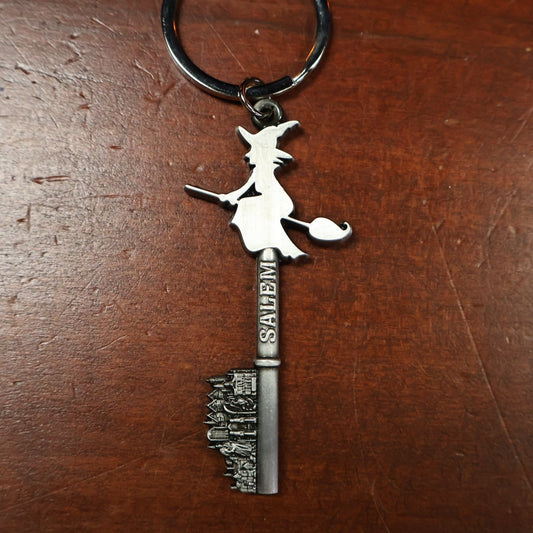 Salem Witch & Skyline Pewter Keychain