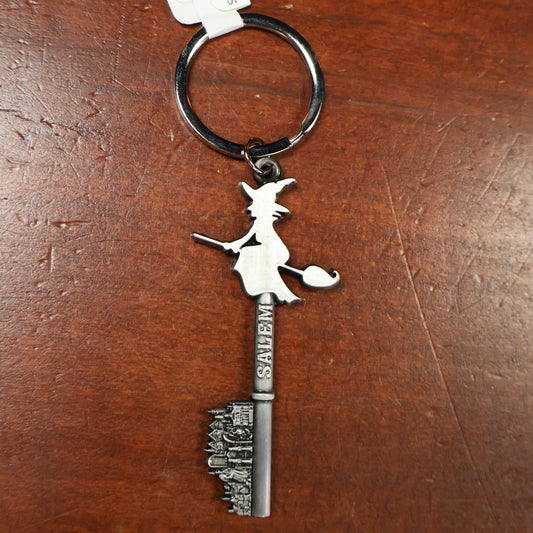 Salem Witch & Skyline Pewter Keychain