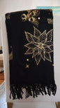 Black & Gold Poinsettia Scarf