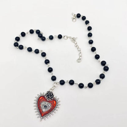 Gothic Red Devil's Eye Pendant Necklace