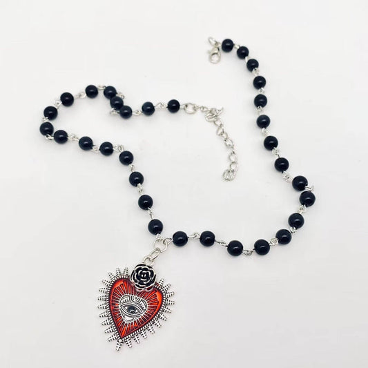 Gothic Red Devil's Eye Pendant Necklace