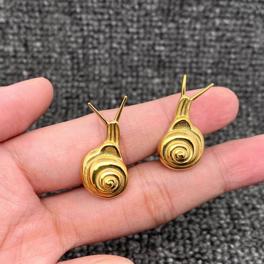 18K Gold Plated Stainless Steel Snail Stud Earrings