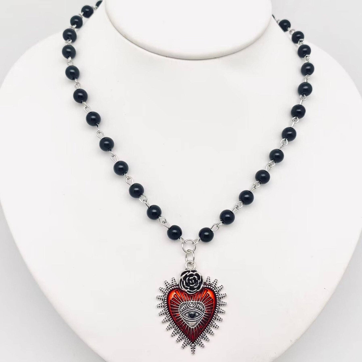 Gothic Red Devil's Eye Pendant Necklace