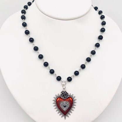 Gothic Red Devil's Eye Pendant Necklace