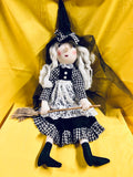 Witch with lace apron Blk/Wht